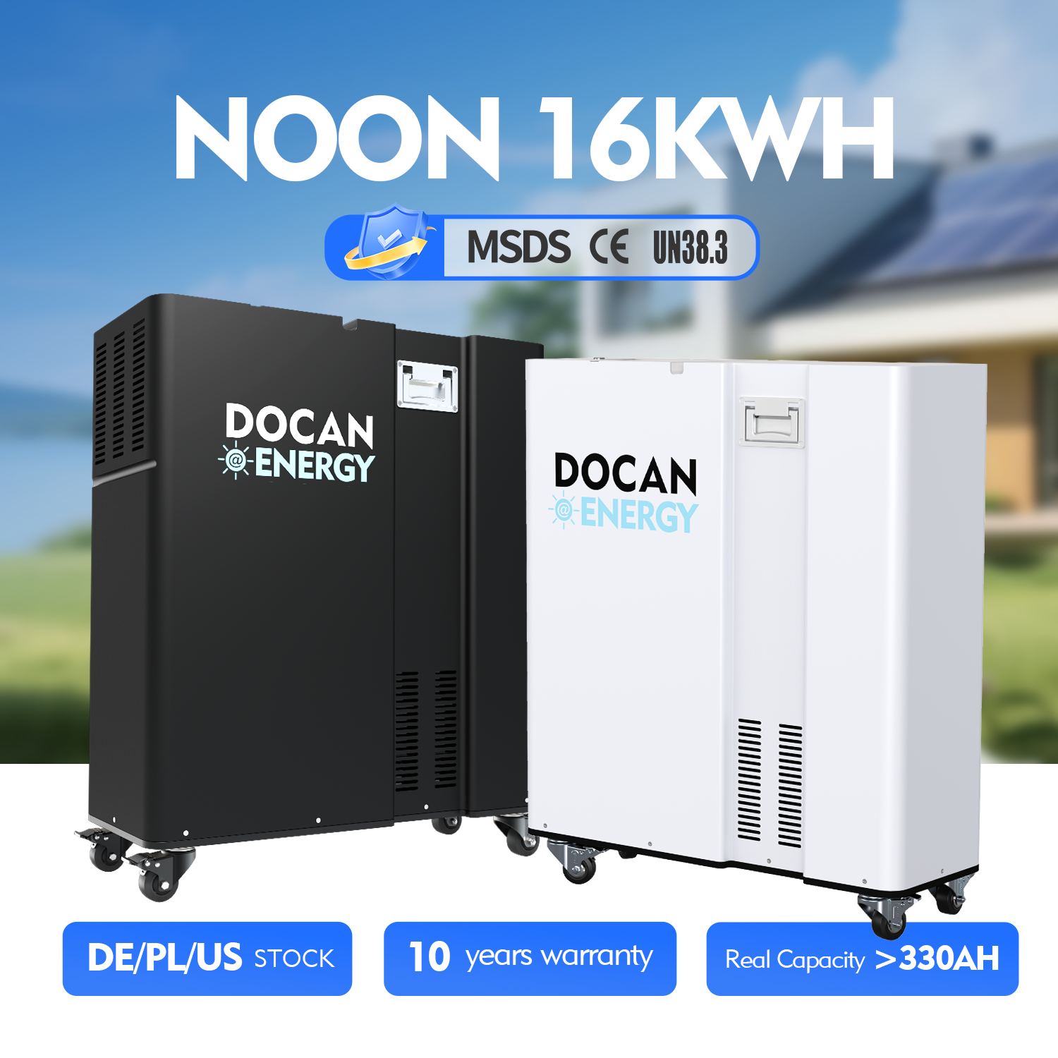 docan do noon 51.2v 314ah 16kwh wifi bluebooth active balancer vertical moveable solar home lifepo4 battery pack